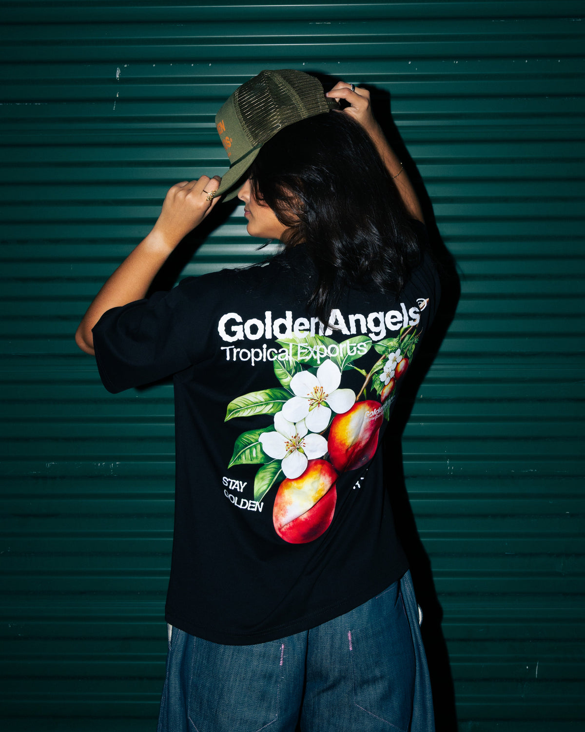 GA® Tropical Exports Oversized Tee — editorial styling and fit reference