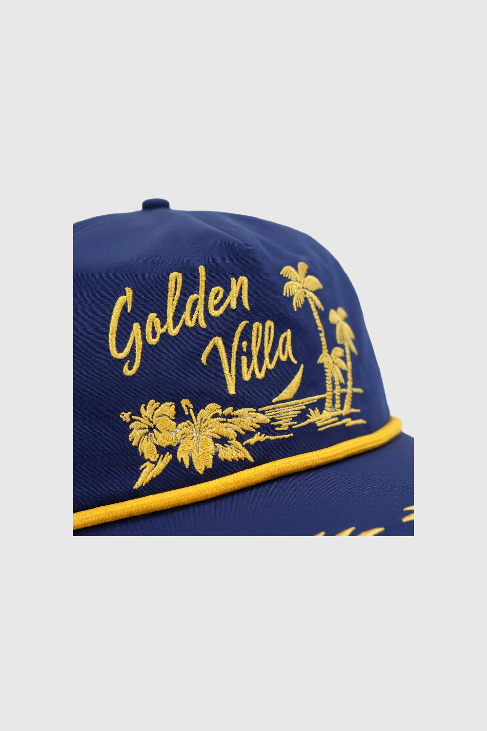 GA® Golden Villa Rope Cap — Navy, embroidery detail