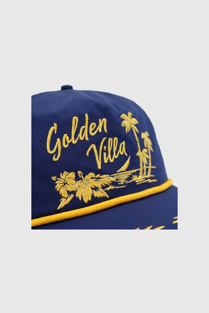 GA® Golden Villa Rope Cap — Navy, embroidery detail