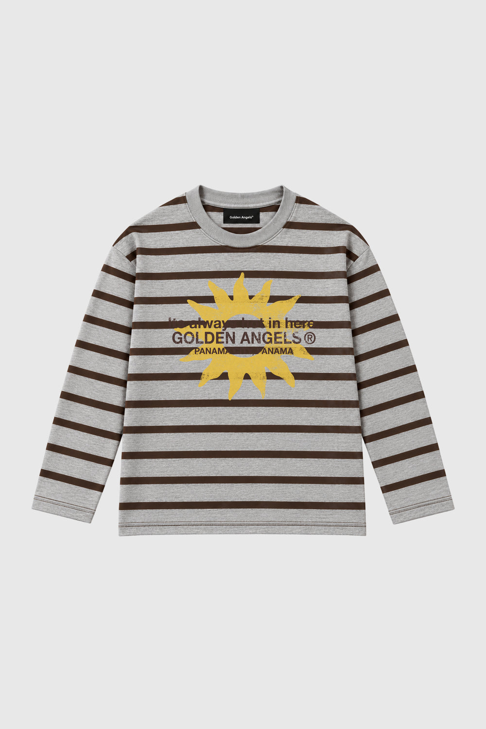 GA® Striped Sun Long-Sleeve — Brown — front on light gray