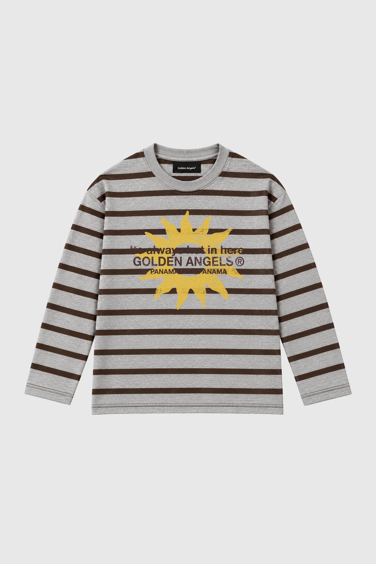 GA® Striped Sun Long-Sleeve — Brown — front on light gray