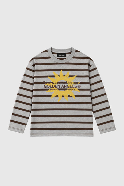 GA® Striped Sun Long-Sleeve — Brown — front on light gray