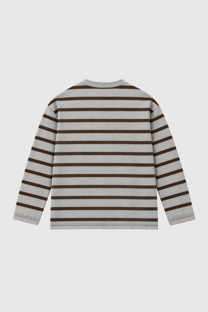GA® Striped Sun Long-Sleeve — Brown — back on light gray