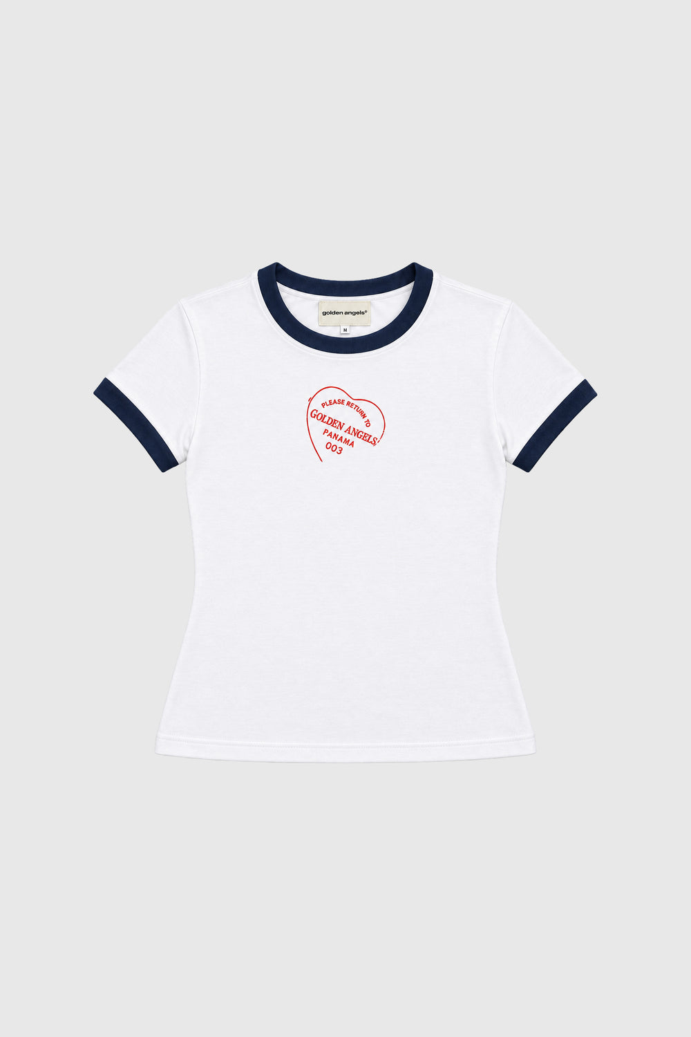 GA® Baby Ringer Tee — White / Navy — front on light gray