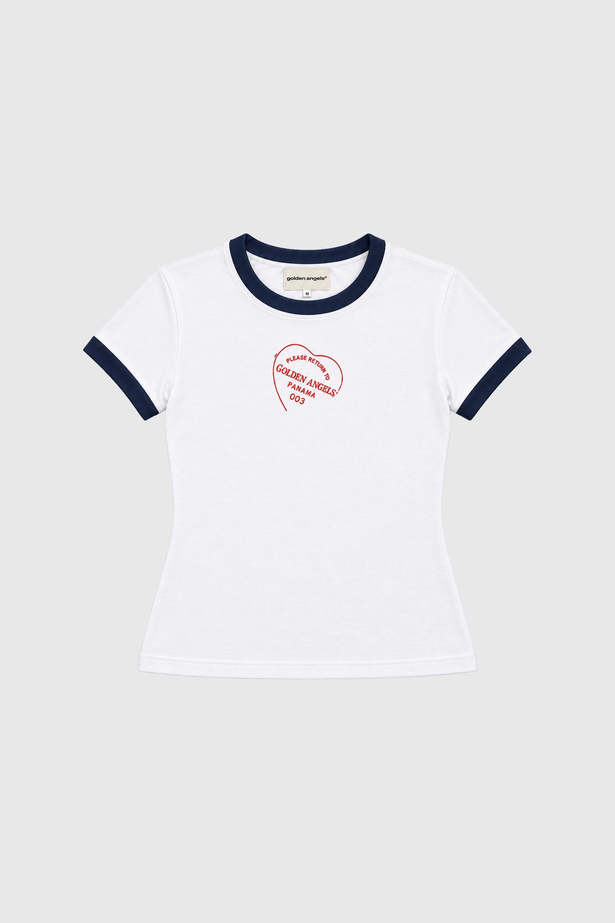 GA® Baby Ringer Tee — White / Navy — front on light gray