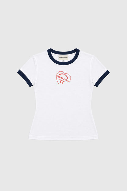 GA® Baby Ringer Tee — White / Navy — front on light gray