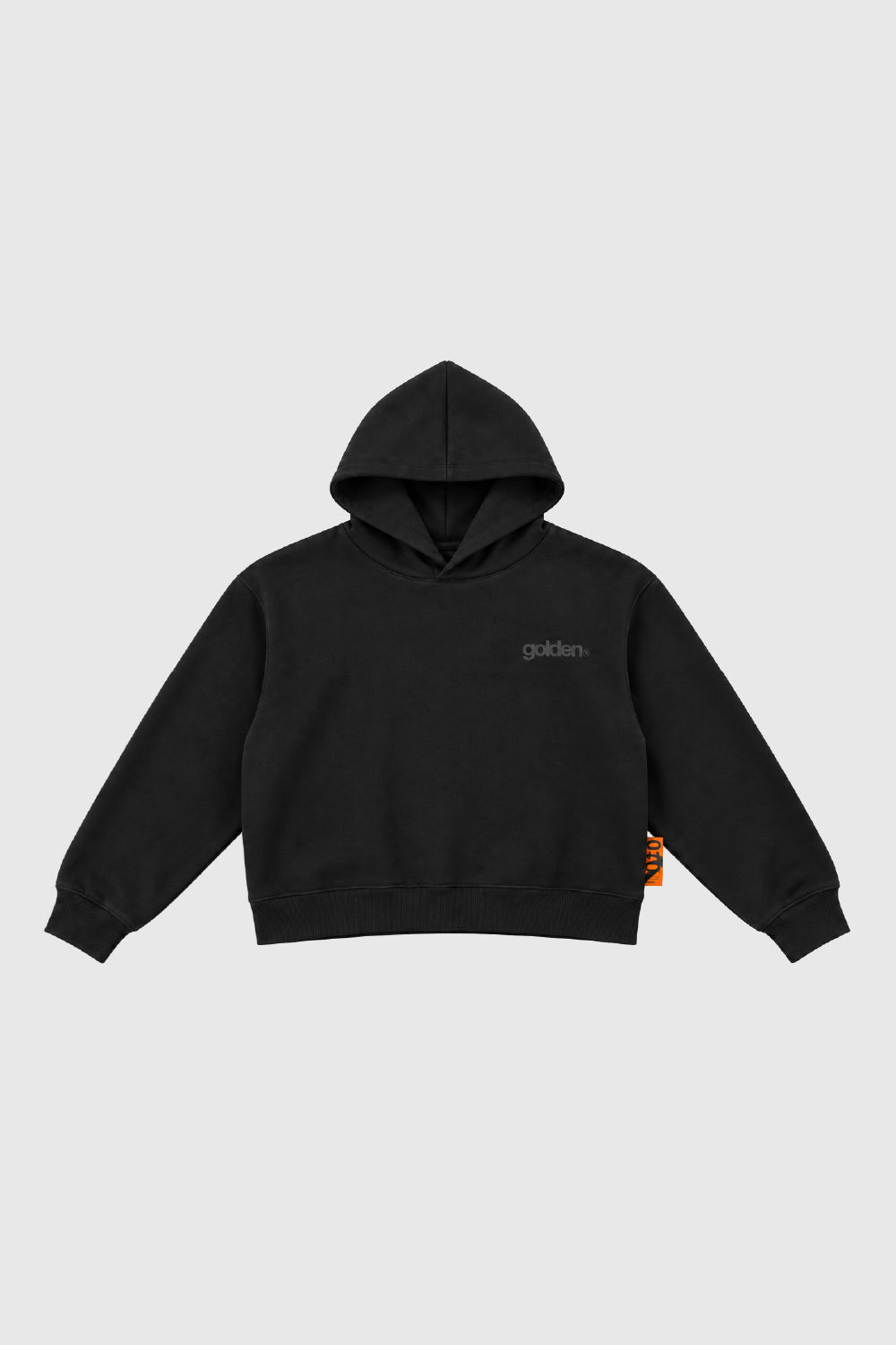 GA® Runway Black Travel Hoodie — front on light gray